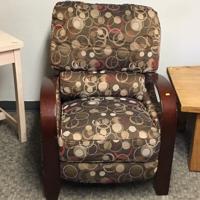 Upholstered Recliner w/ Wooden Arms