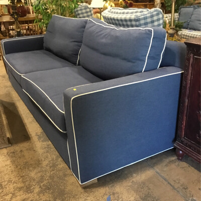 Blue w/ White Piping Sofa