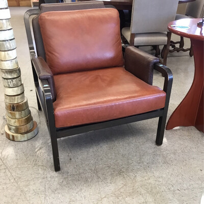Lily Jack Brown Leather & Wood Armchair
