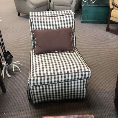 Brown and White Checkered Chair