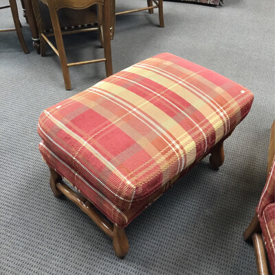Red and Gold Plaid Ottoman 