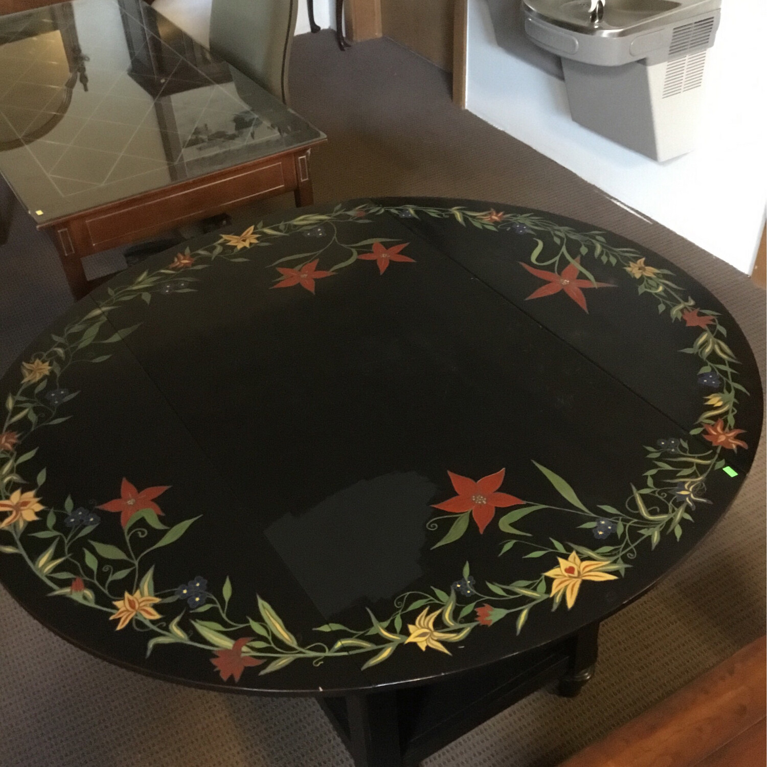 Black Hand Painted Drop-Leaf Table