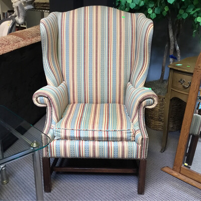 Striped Wingback Arm Chair