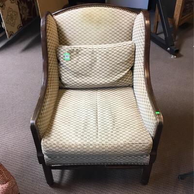 Green & White Square Armchair