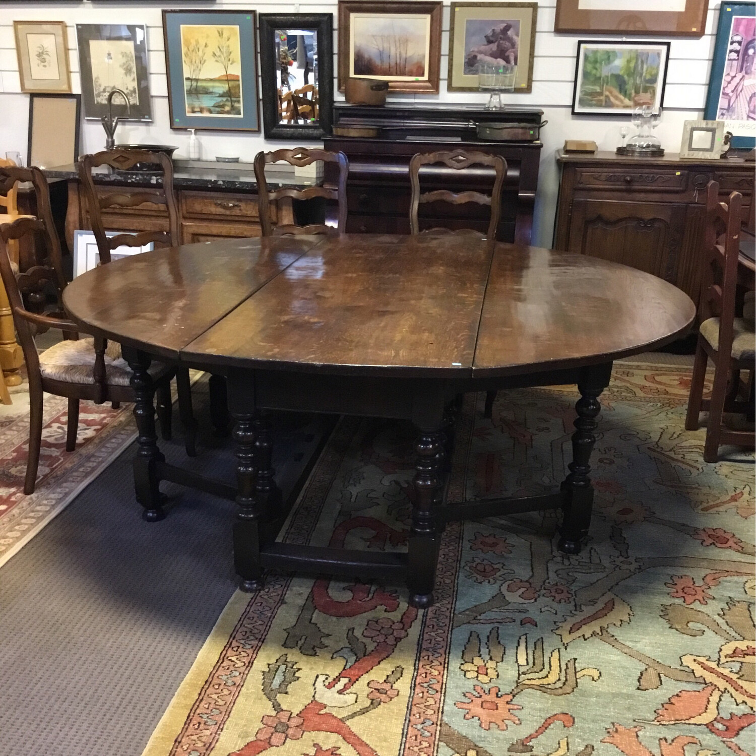 Large Round Dropleaf Table