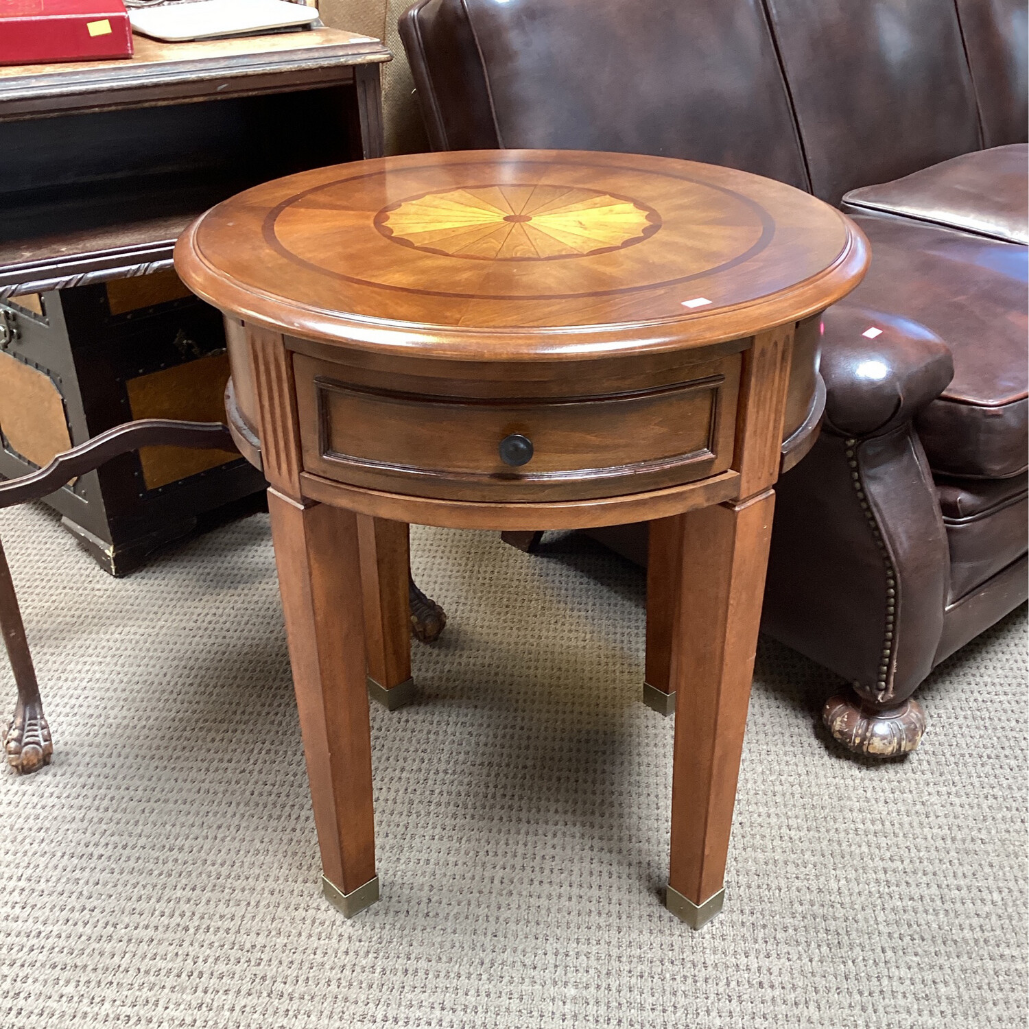 Round Side Table w Drawer