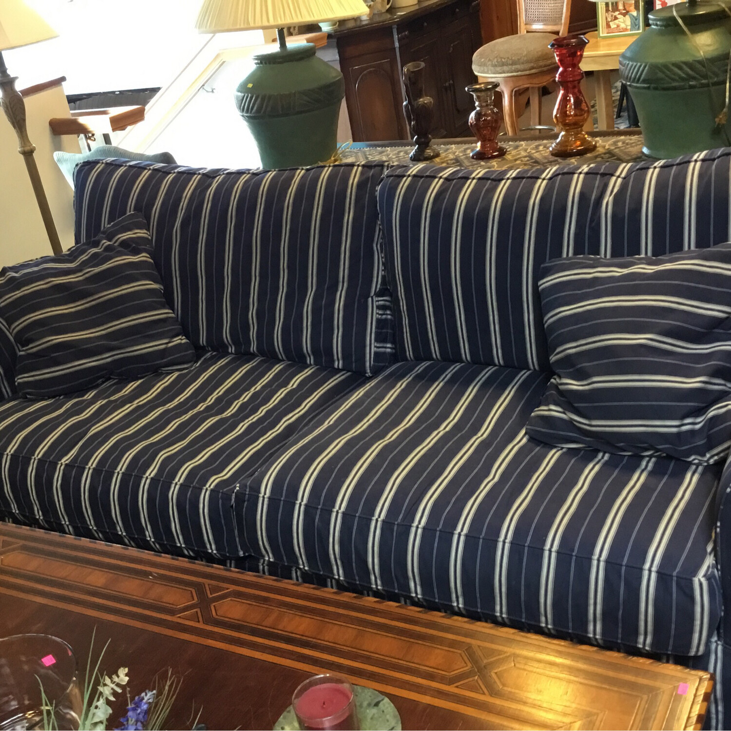 Striped Dark Blue Sofa