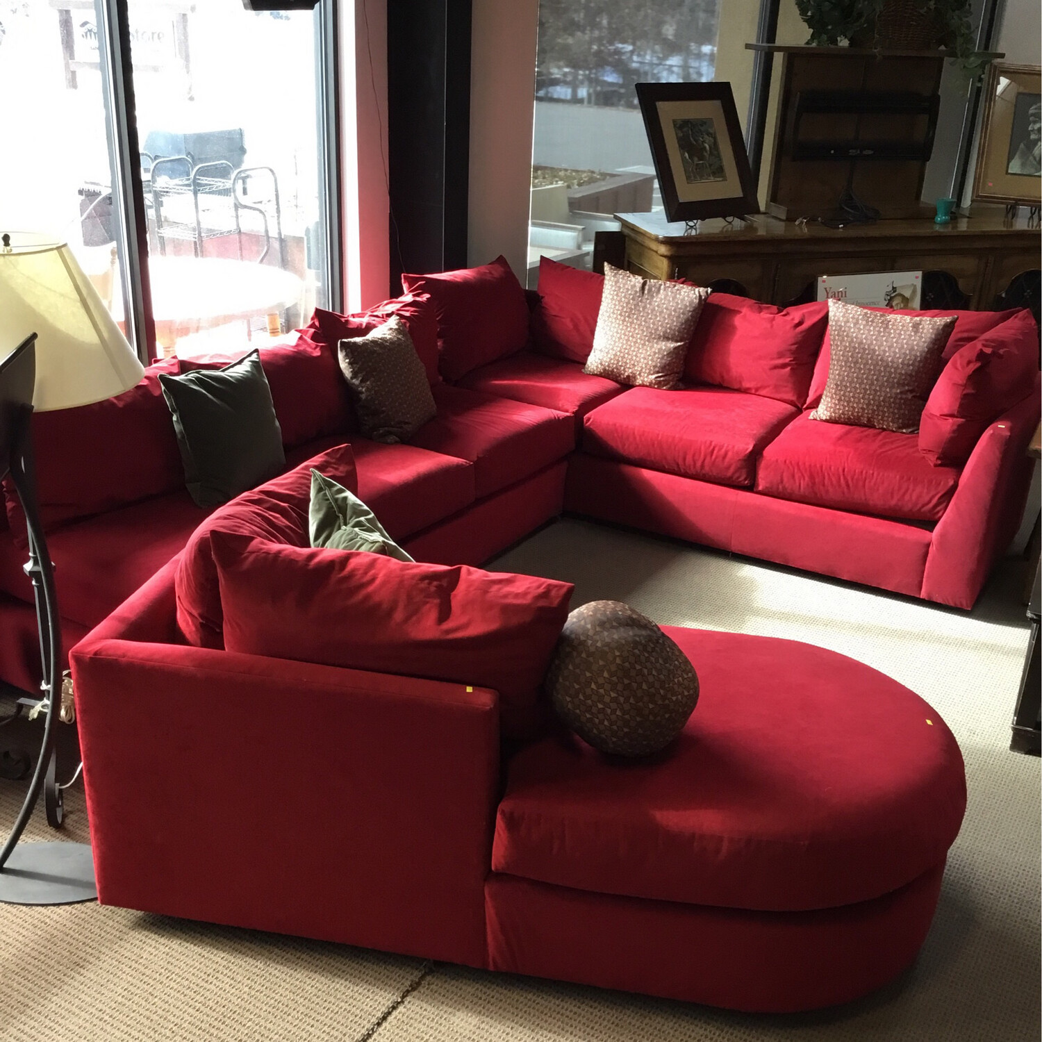 3pc red sectional w chaise