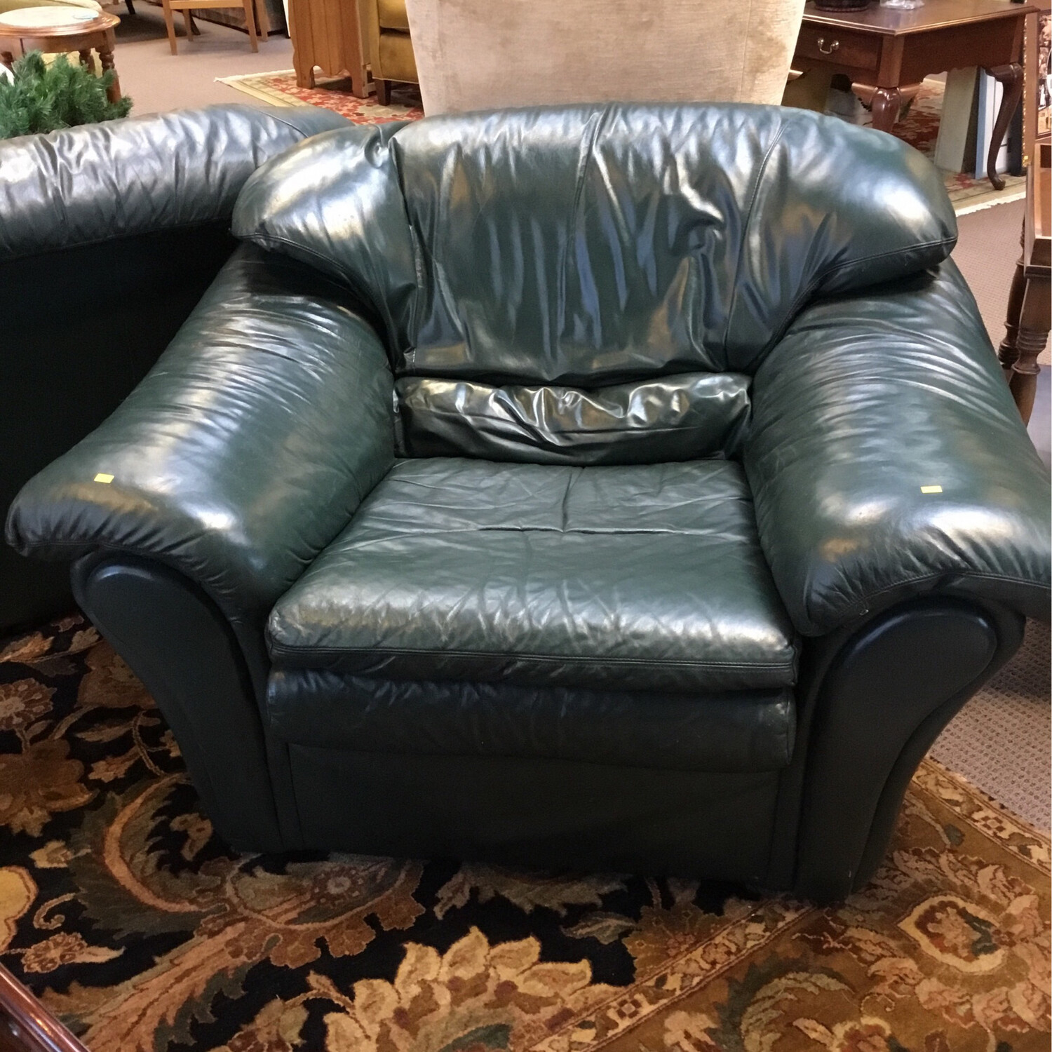 Flexsteel Green Leather Armchair