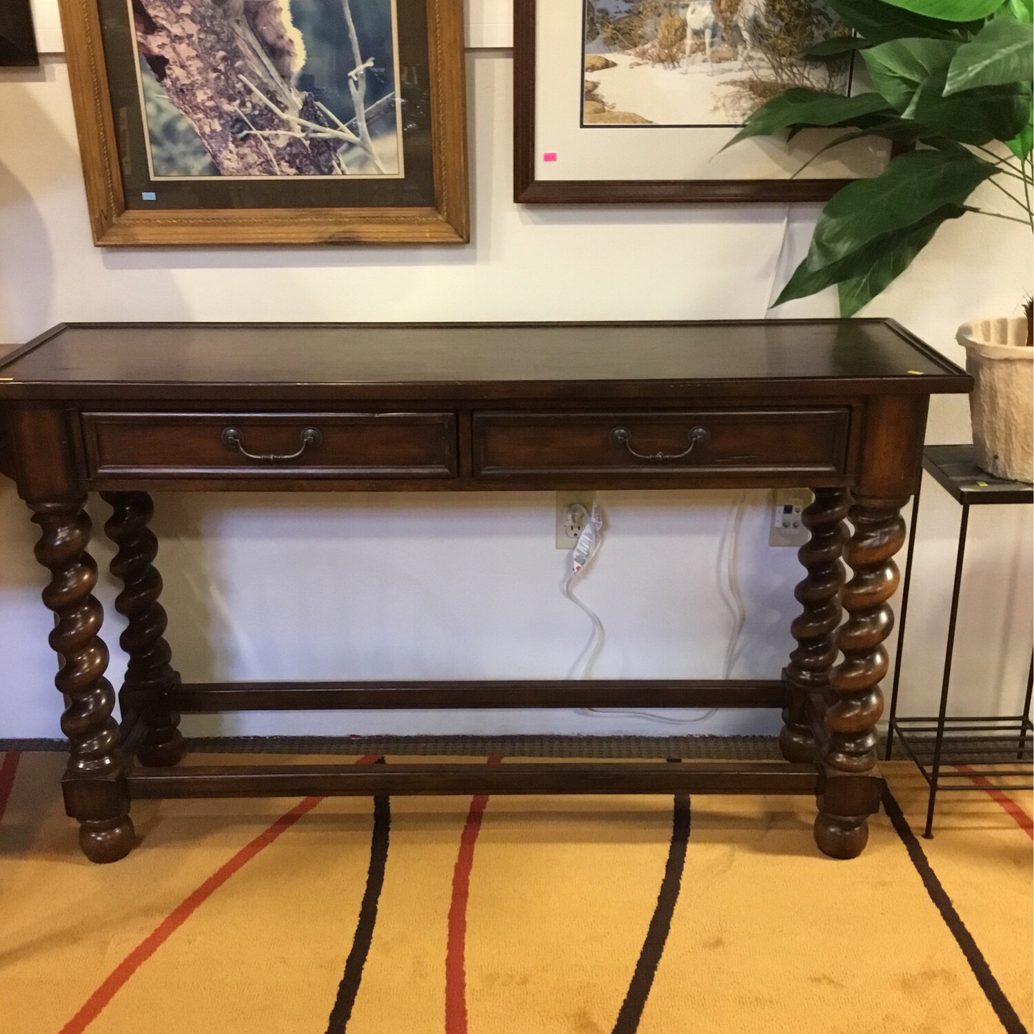 2 Drawer Spindle Leg Sofa Table