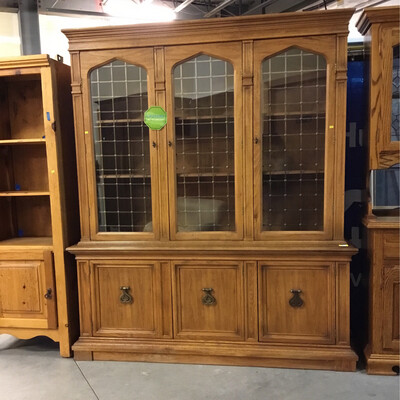 Extra Large Glass Top Hutch w/ Bottom Drawers 