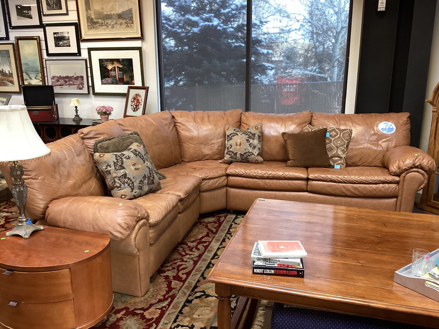 Caramel Faux Leather Sleeper Sectional