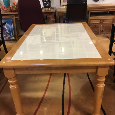 Light Wood White Tile Dining Table