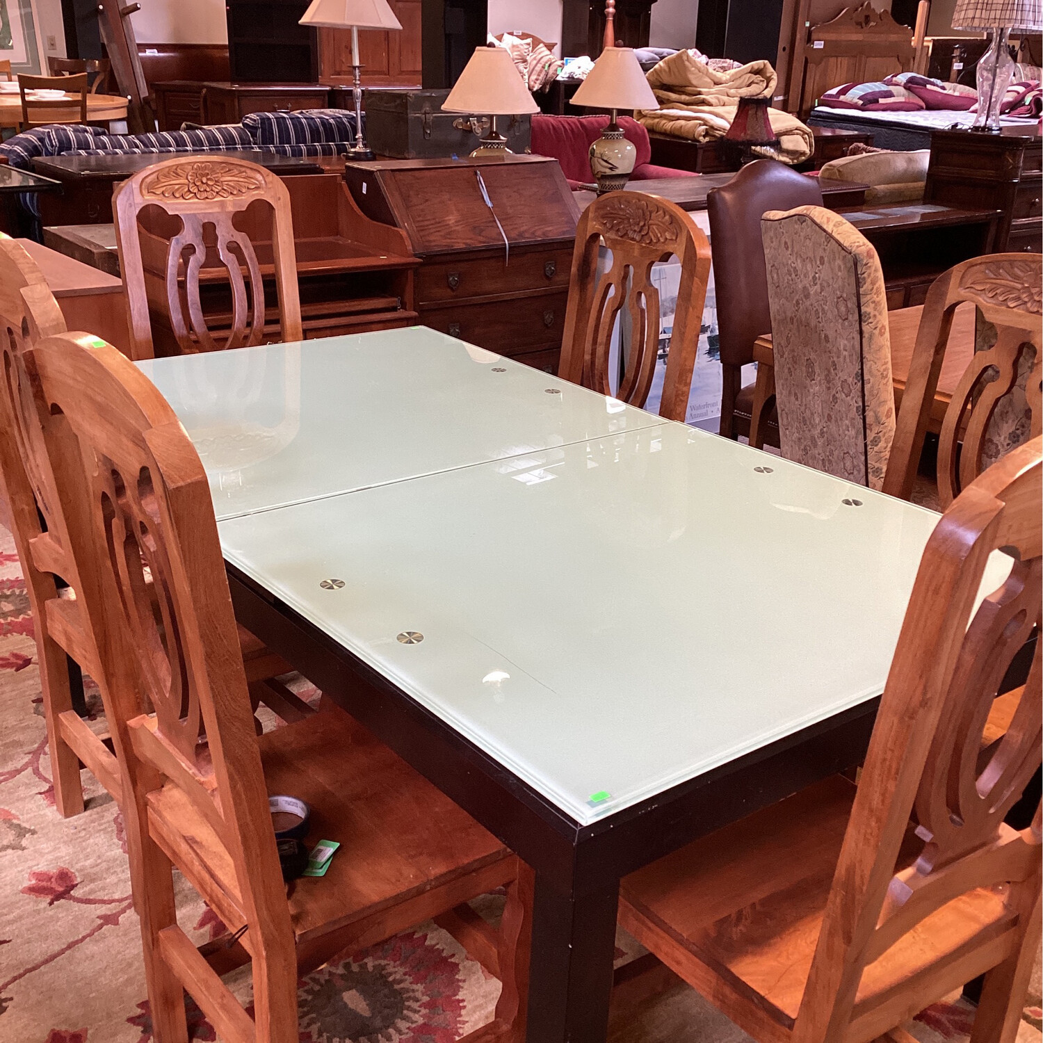 Extending Glass Top Dining Table 