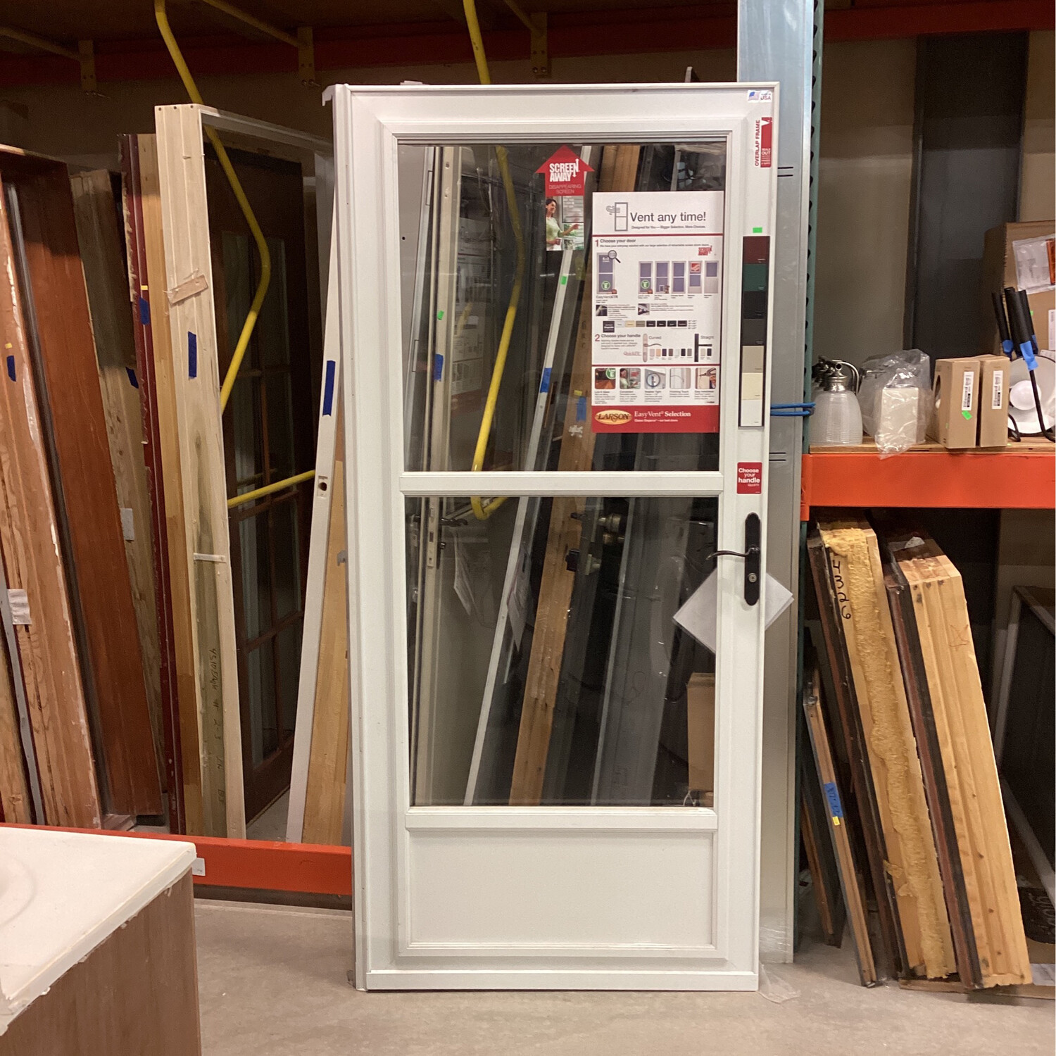 Larson white  door 35”x 79” 2 glass panels 