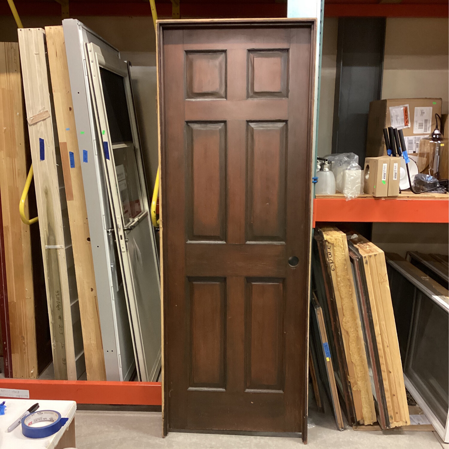 28” x 80” 6 Panel Dark Brown Door