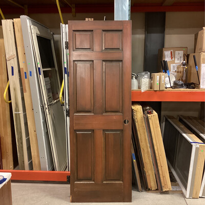 27.5” x  80” 6 Panel Dark Brown Door