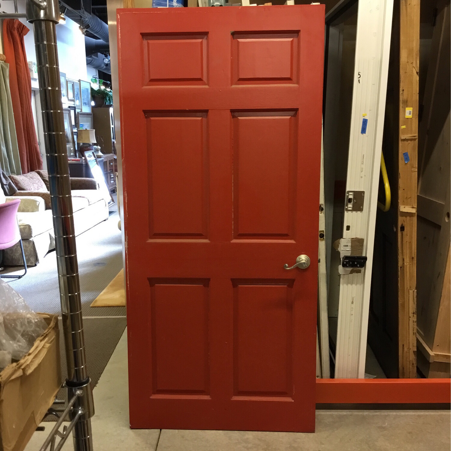 36” x 77.5” 6 Panel Red/Brown Door