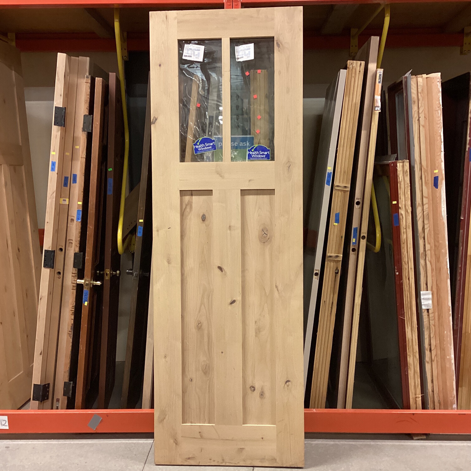 30” x 90” 2 Glass 2 Wood Panel Alder Door