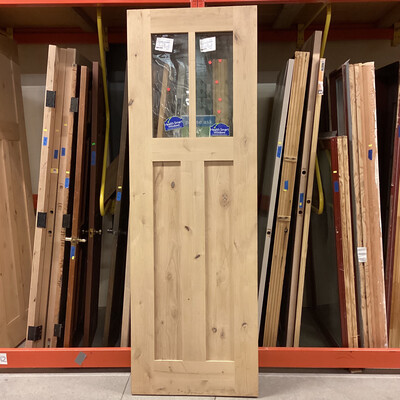 30” x 90” 2 Glass 2 Wood Panel Alder Door