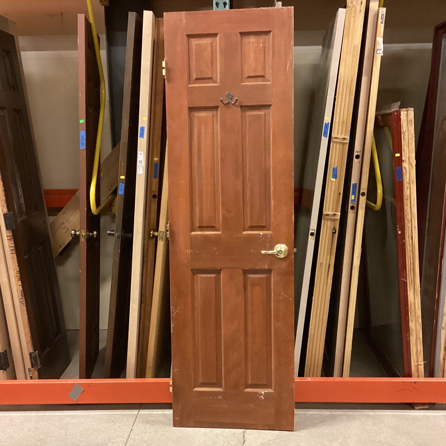 78.375” x 23.75” 6 Panel Medium Brown Door