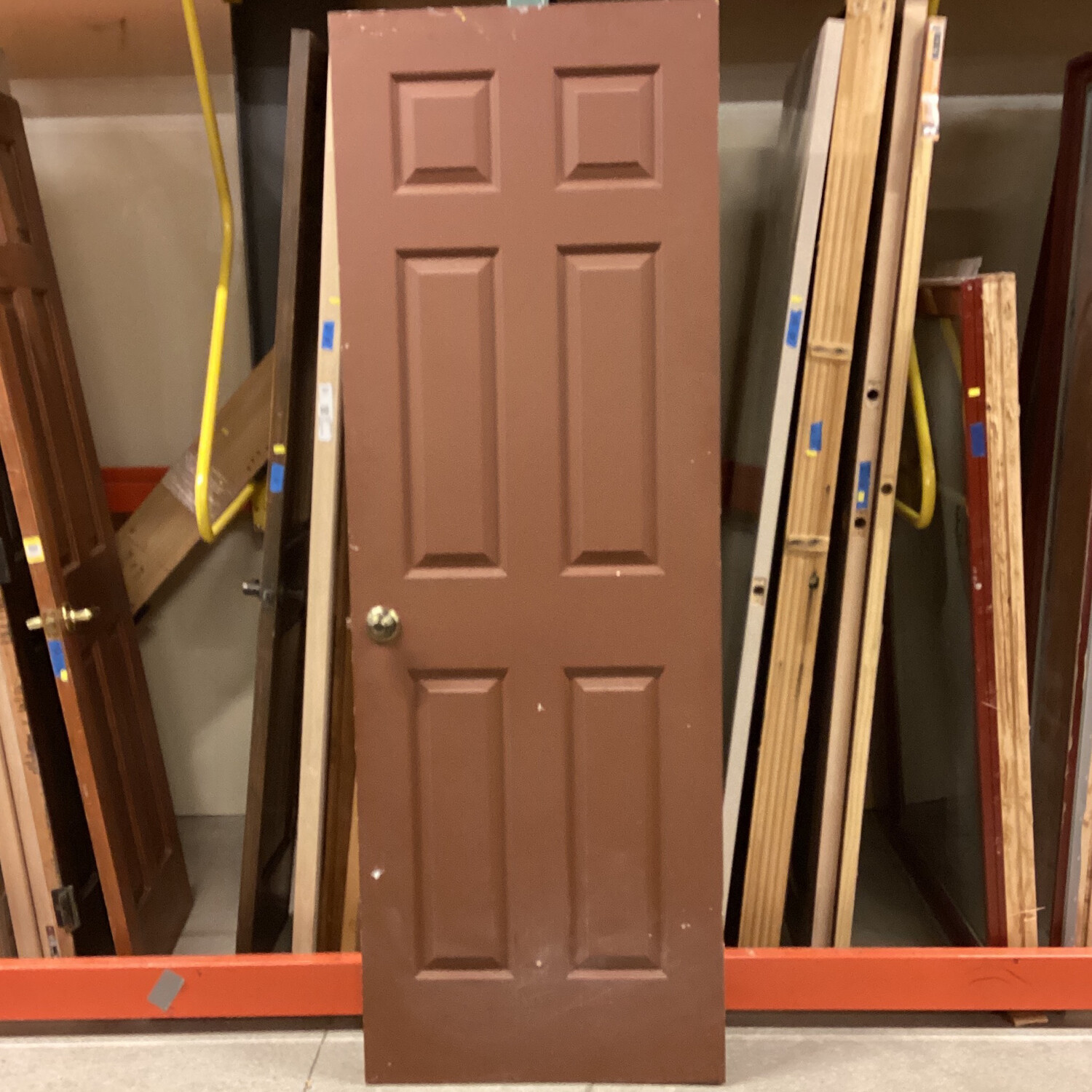27.75” x 80” 6 Panel Medium Dark Brown Door
