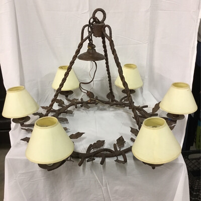 Rustic 6 Arm Brown Chandelier with Twisted Bracing