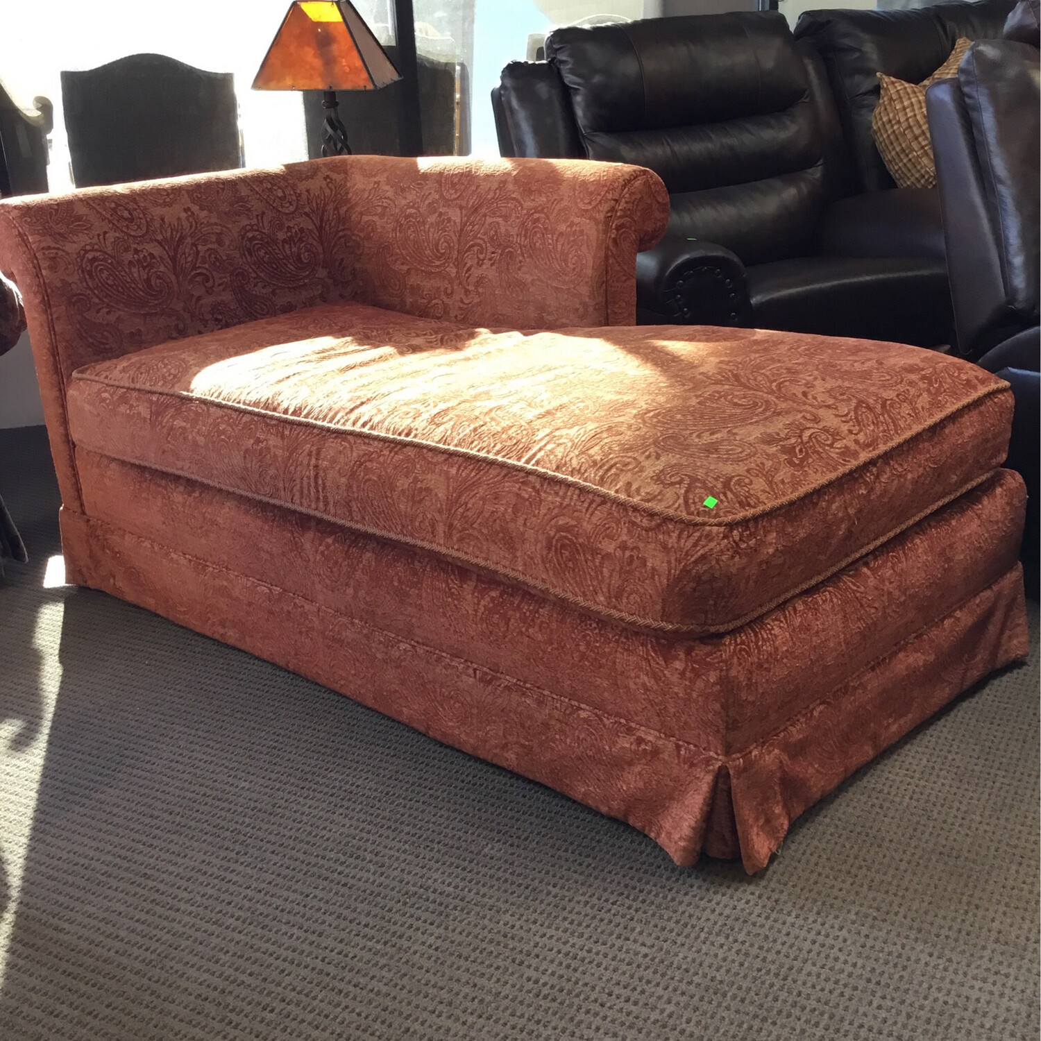 Rust Colored Paisley Chaise Lounge