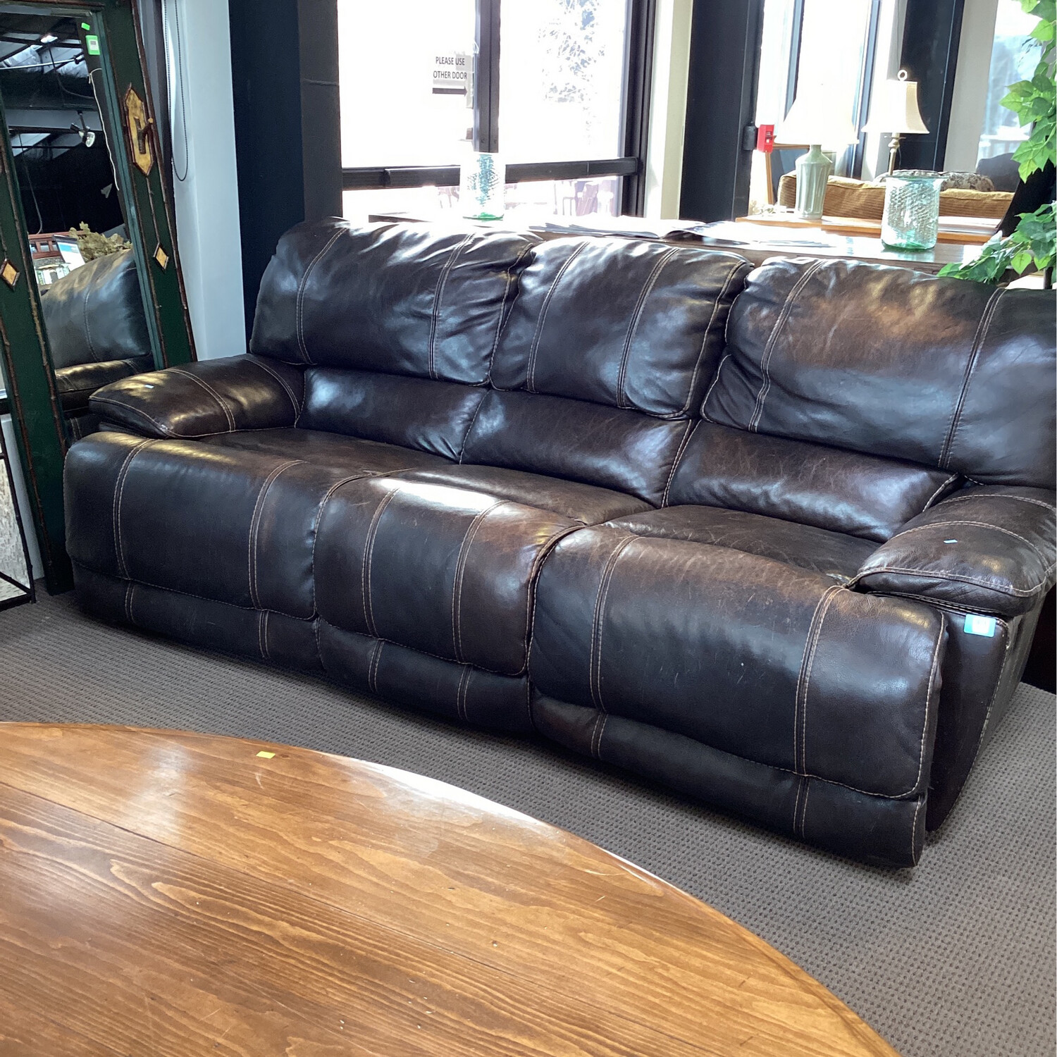 Chocolate Leather Recliner Sofa 