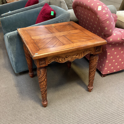 Carved Red Wood Side Table