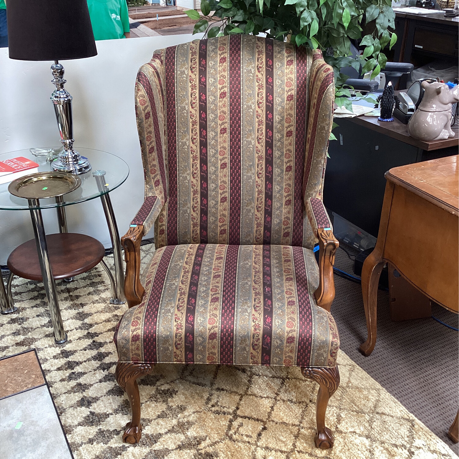 Silk Upholstered Wingback Chairs