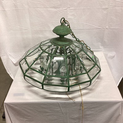 6 Light Green Copper Chandelier w/ LED Bulbs