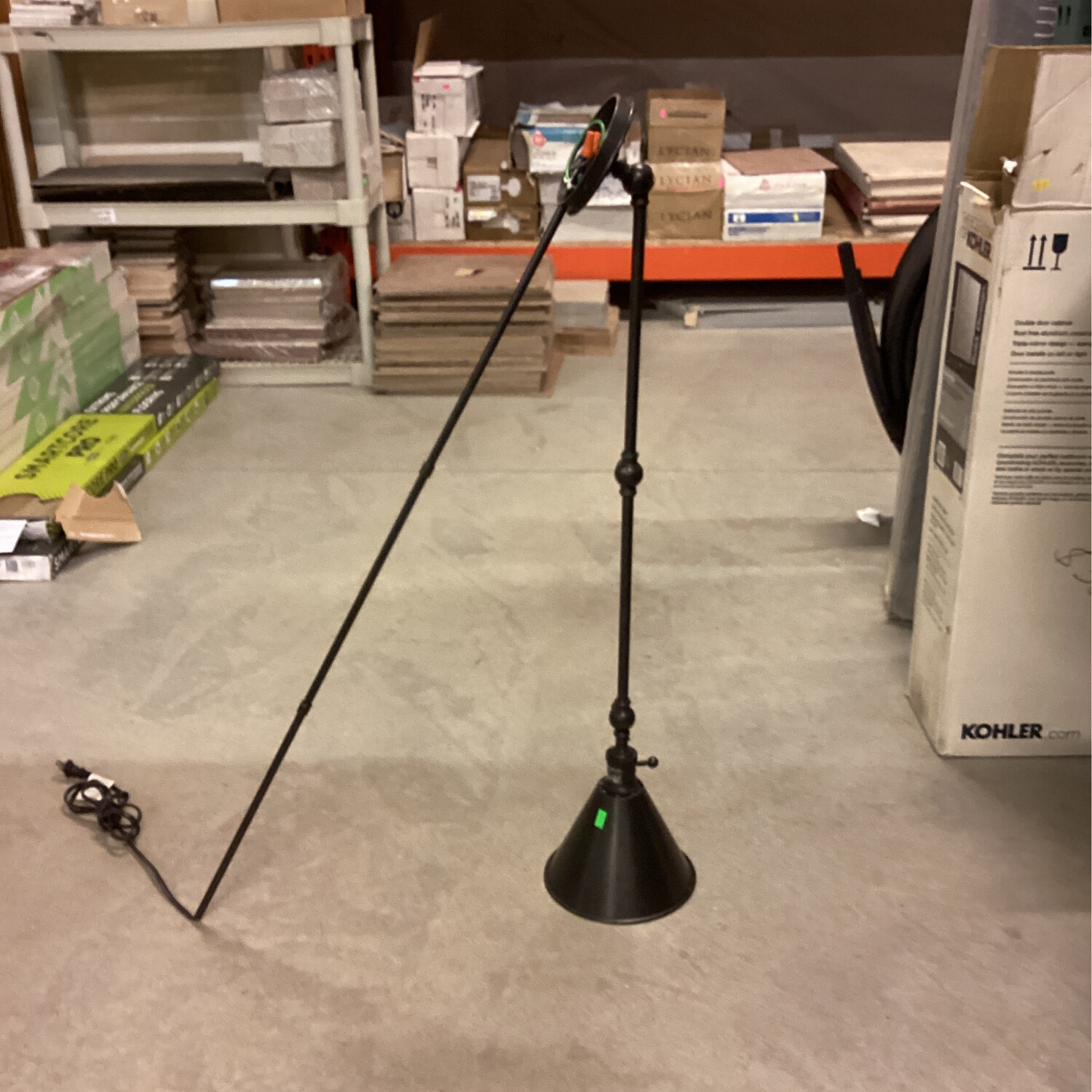 Brushed Metal Swivel Arm Hanging Lamp