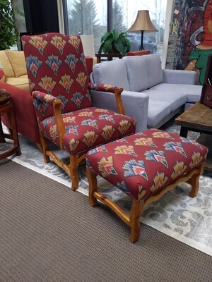 Southwest Upholstered Chair w Ottoman 