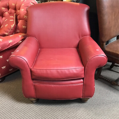 Red Faux Leather Armchair