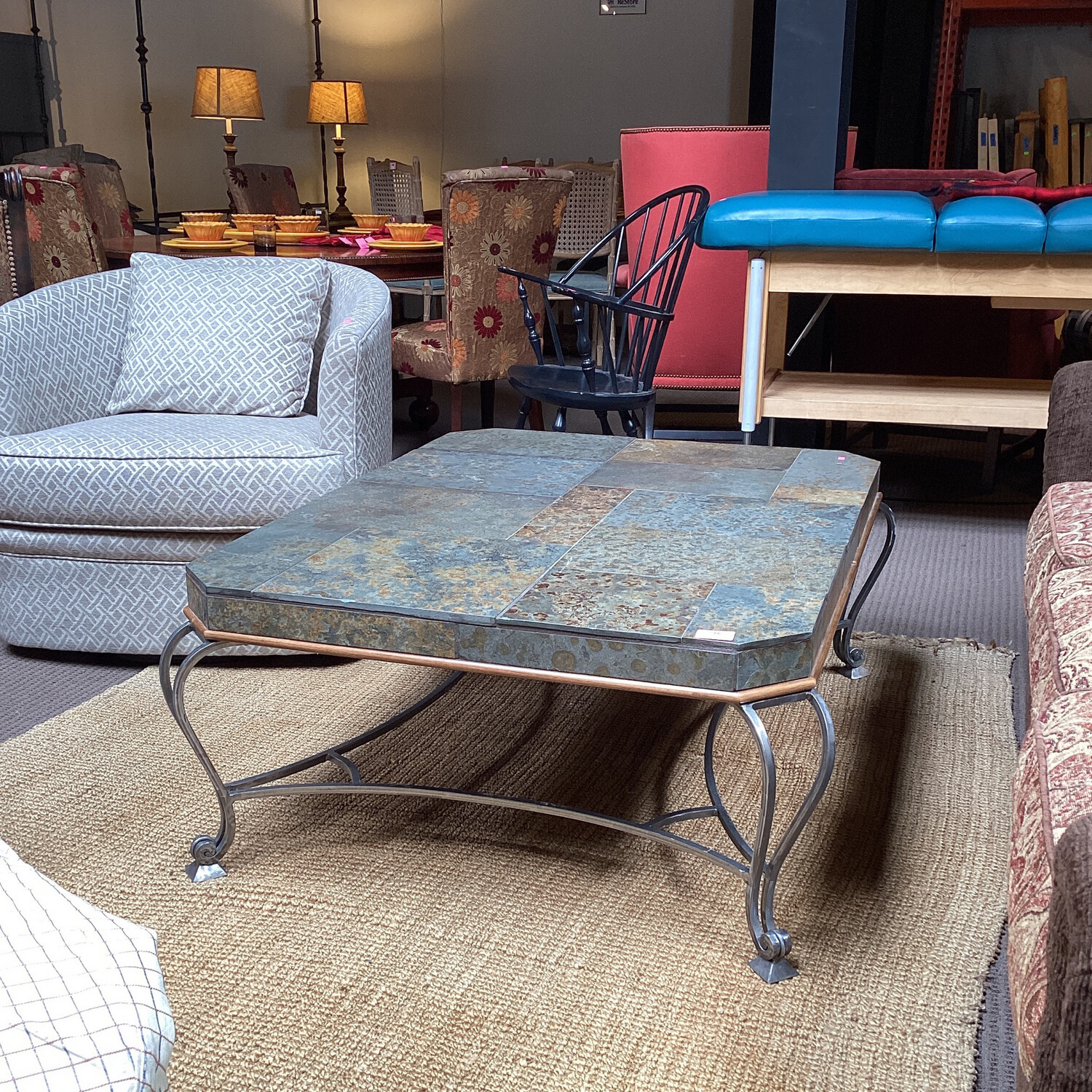 Curved Tile Top Coffee Table