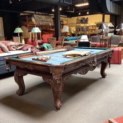 Hand Carved Wooden XXL Pool Table 