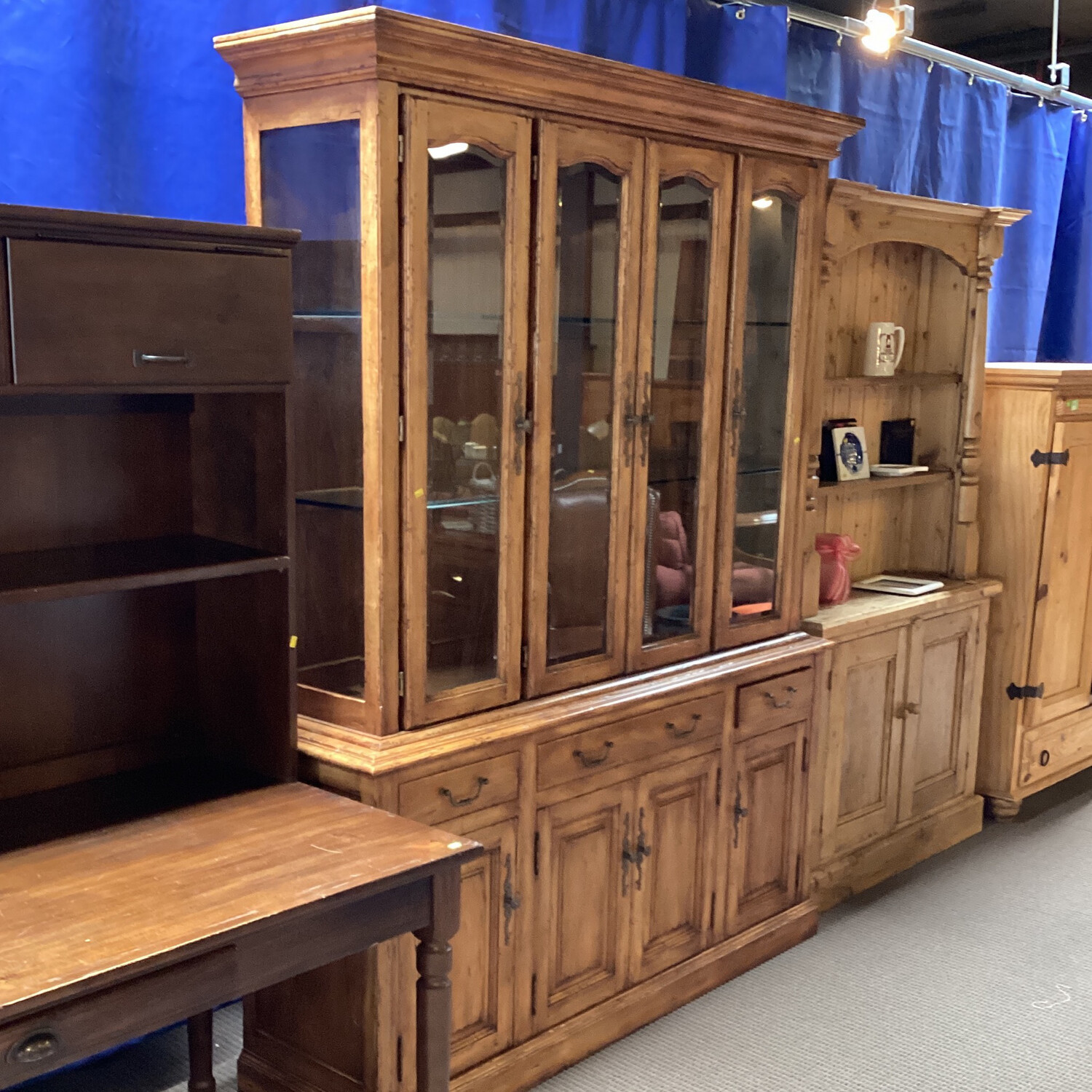 Wood Framed Glass Hutch Display