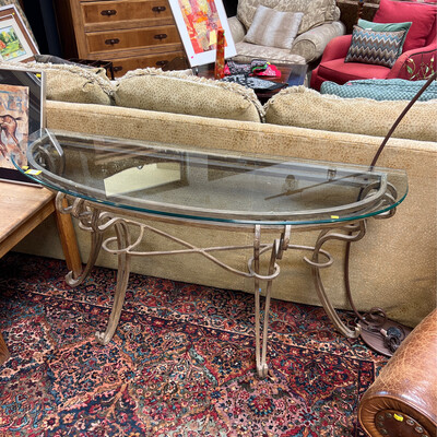 Oval Glass Top Sofa Table 