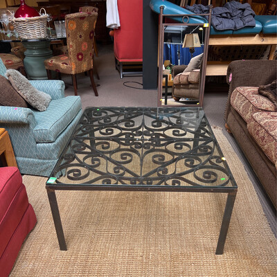 Iron & Glass Square Coffee Table  