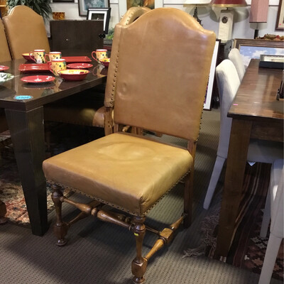Slifer Design Studded Butterscotch Leather Dining Chairs