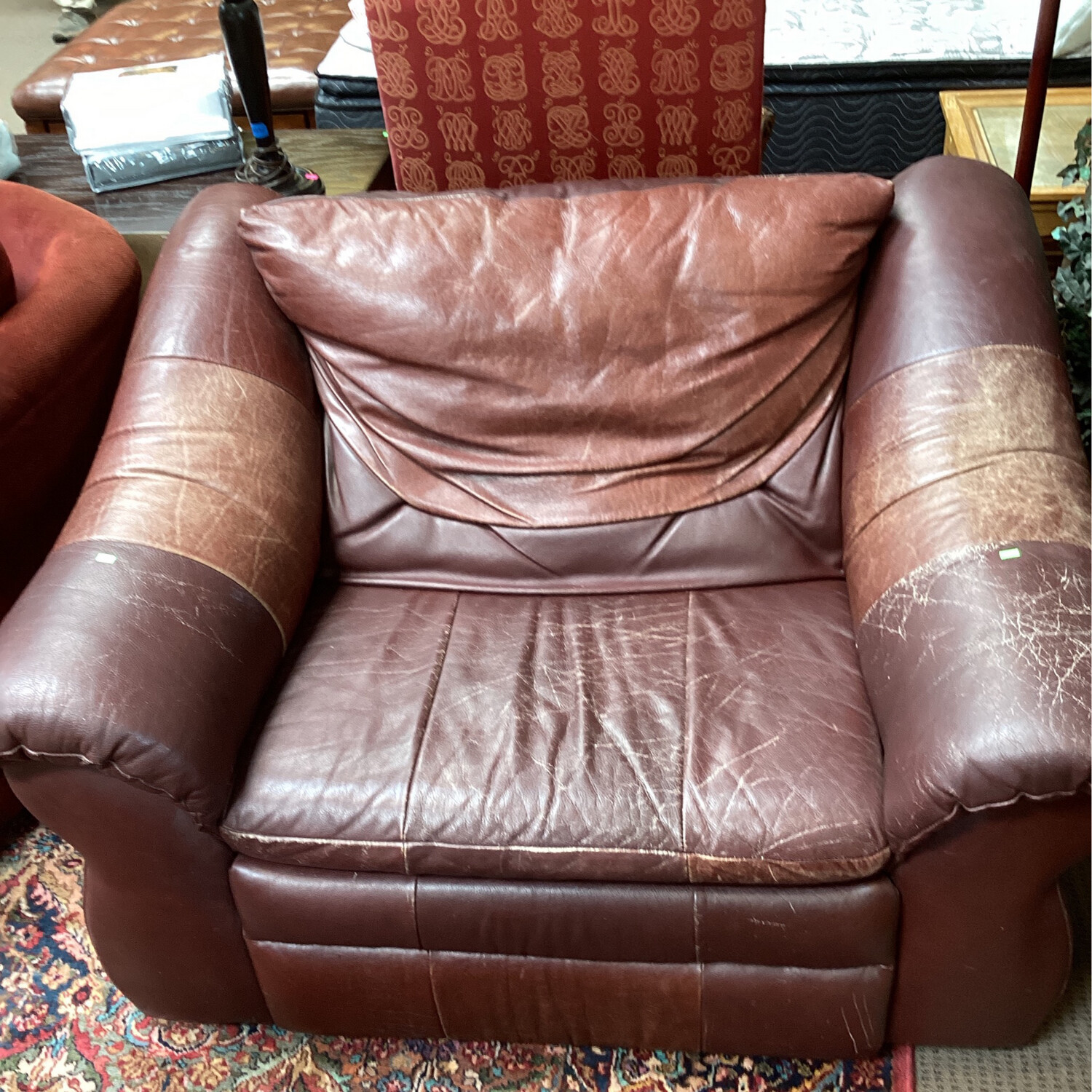 Oversized Red Leather Recliner