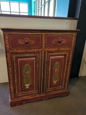 Hand Painted Red Cabinet 