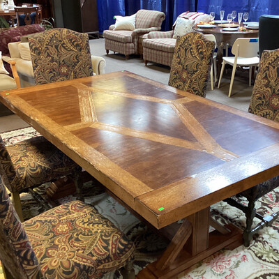 Mixed Brown Wood Dining Room Table 