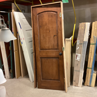 27 3/4” x 80”  2 Panel Dark Wood Door with Jam