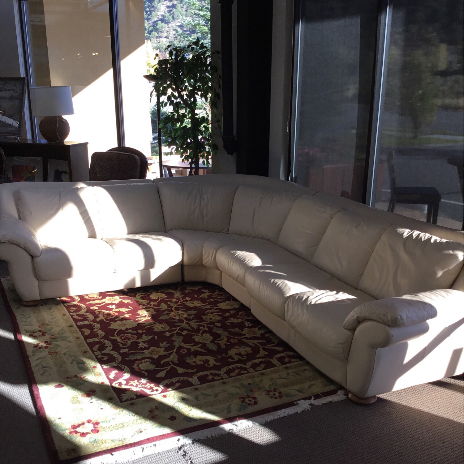 OffWhite Leather Sectional Sofa