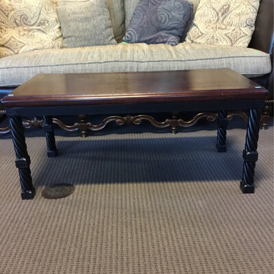 Two-tone Wood Coffee Table w/Spindle Legs