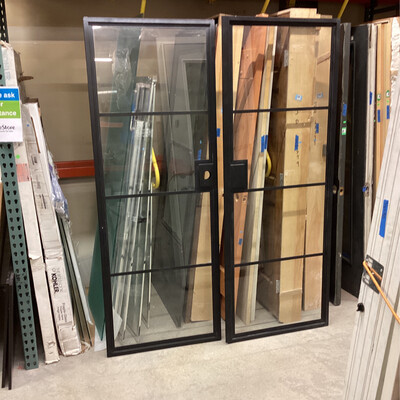 30”x80” French Doors (Set) Black Metal and Glass 