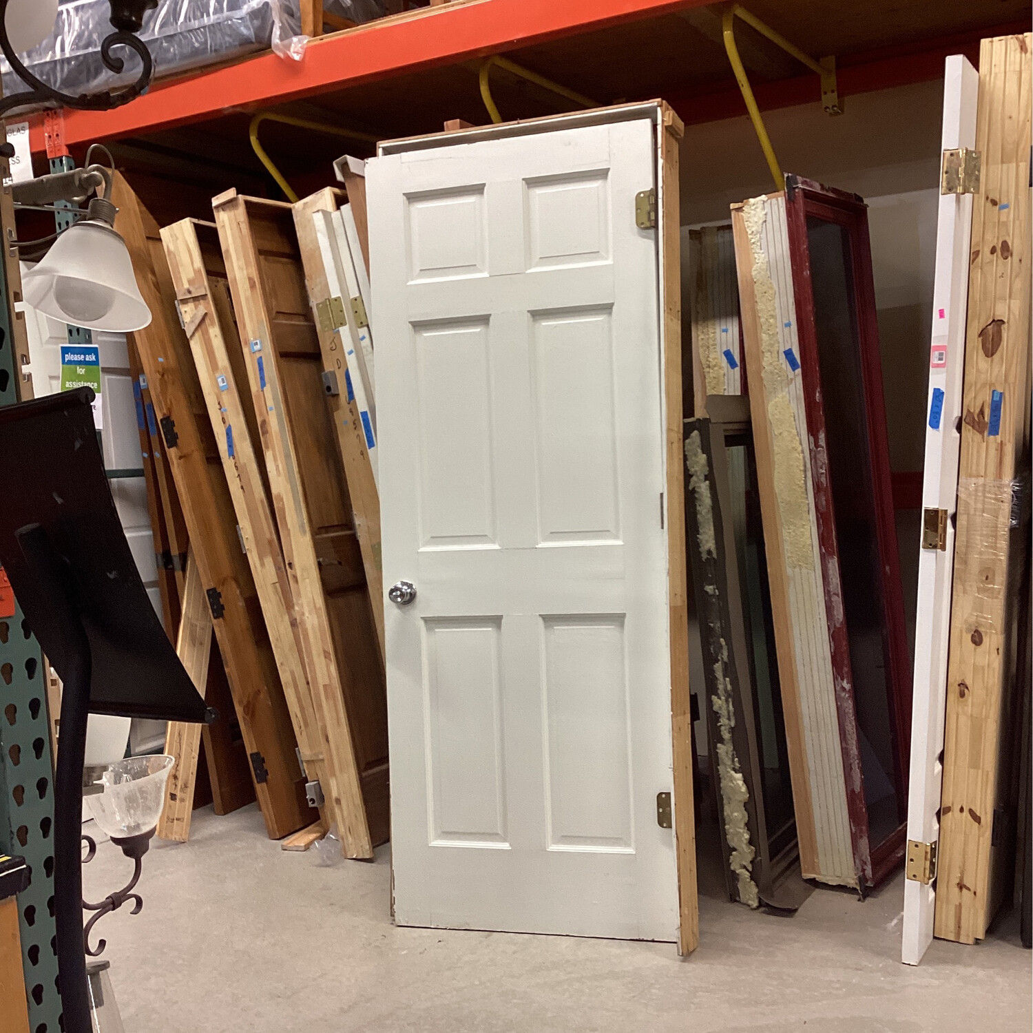  30” x 80”Panel White Interior Door w Handle / frame