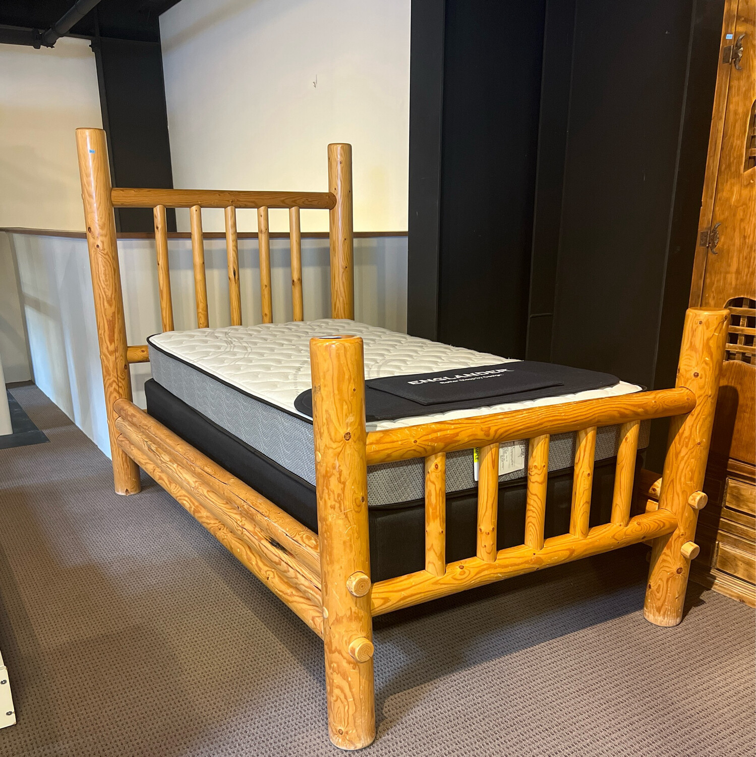 Natural Logged Twin Bed Set 